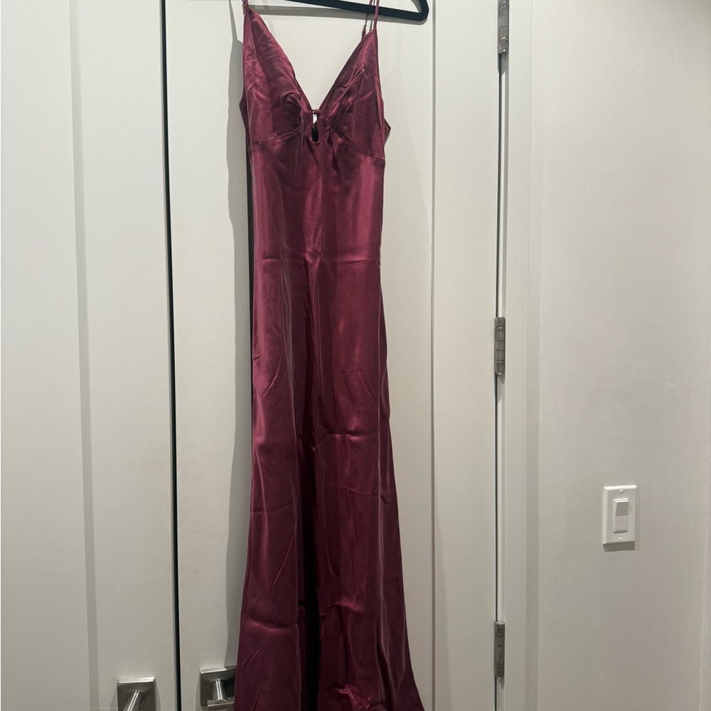 Ginia Deep Red Satin Maxi Dress